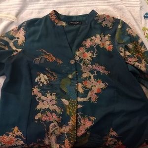Citron 1X Peacock Button Up Tunic from Gwynnie Bee